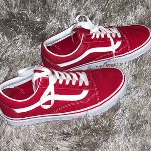 vans old skool formula red & white canvas skate shoes